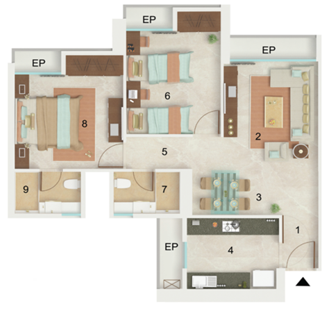 Dynamix Parkwoods 2BHK Plan