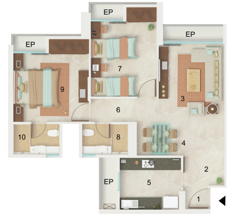 Dynamix Parkwoods 2BHK Plan